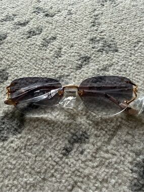 Vintage Frames Bal Harbour Rose Snakeskin Rimless Sunglasses Gemstone